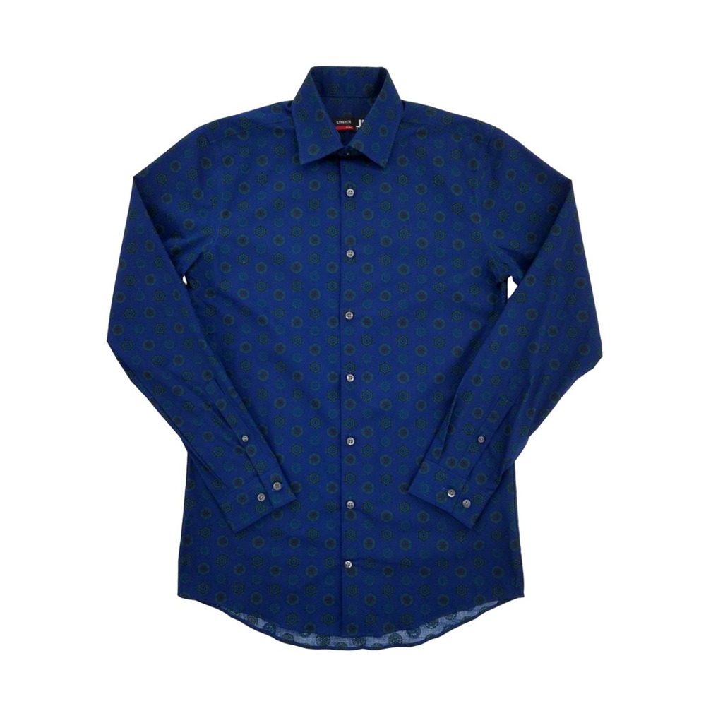 Blue Medallion Slimfit Stretch Long Sleeve Shirt